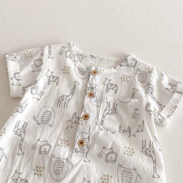 插畫小動物風連身衣 