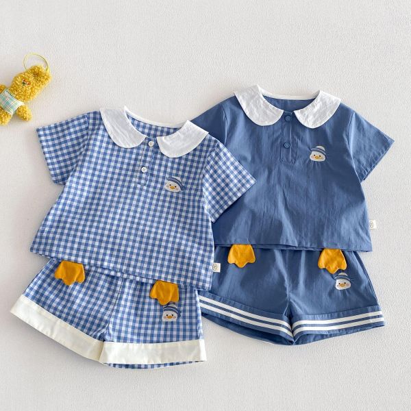 可愛鴨手水手領短袖套裝 