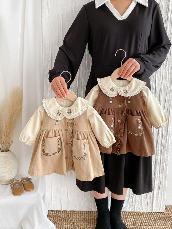 【現貨】大地森林款！木耳刺繡連身裙 