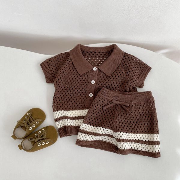 渡假風條紋撞色套裝 