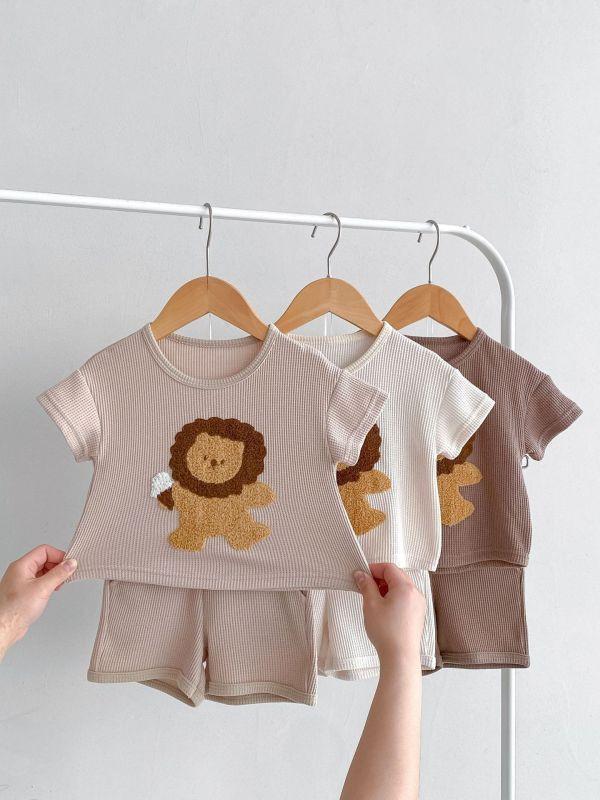 華夫格刺繡獅子套裝 