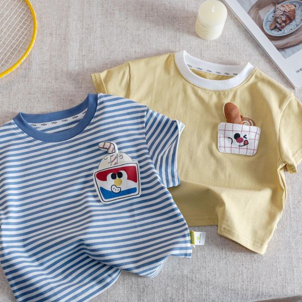 飲料好好喝條紋短tee 