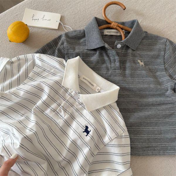 胸前狗狗日系條紋套裝 