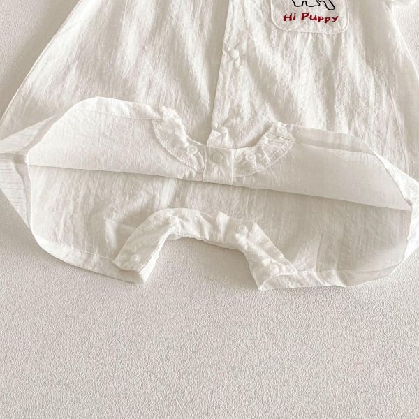 立體小白狗POLO領連身衣 