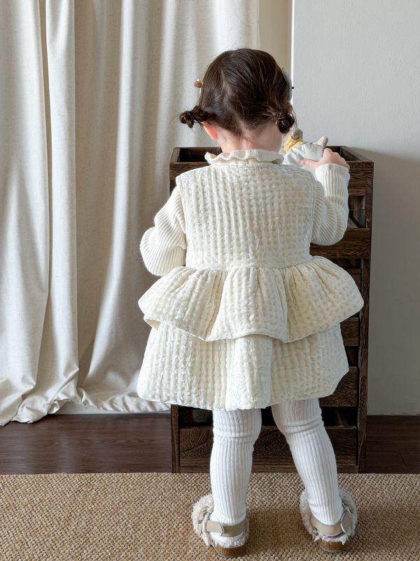 奶油小公主花織背心套裝 