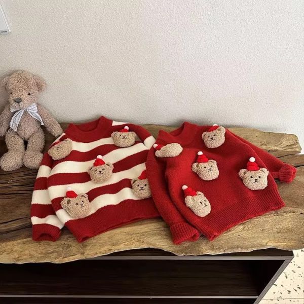 聖誕帽熊寶寶立體毛衣 
