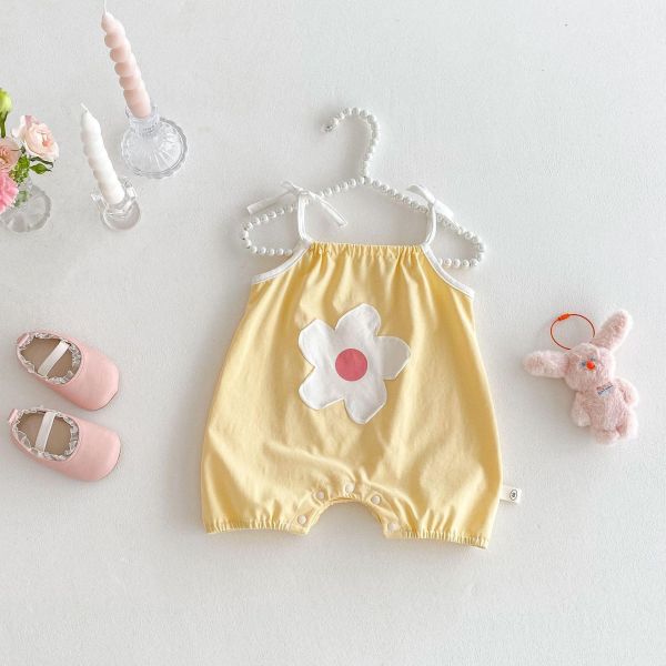 清爽花朵綁帶薄款連身衣 