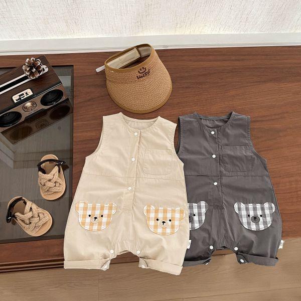 可愛格子熊無袖外出服 