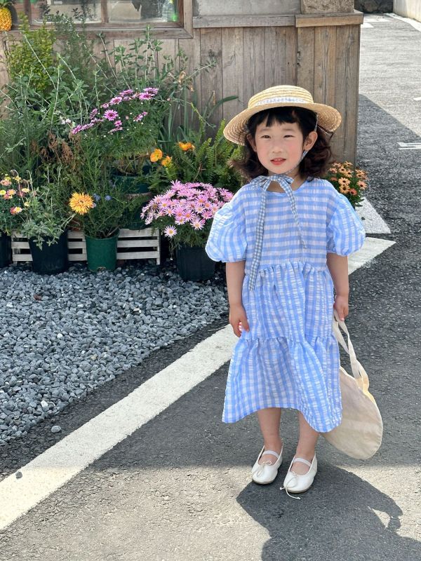小藍格夏日兄妹裝 