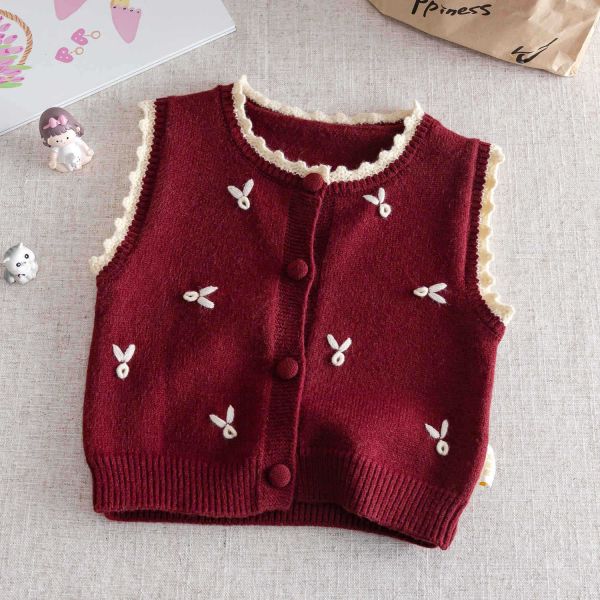 小兔刺繡荷葉邊針織背心 