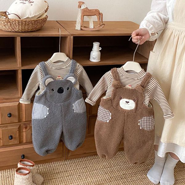 森林好朋友羊羔絨吊帶褲 