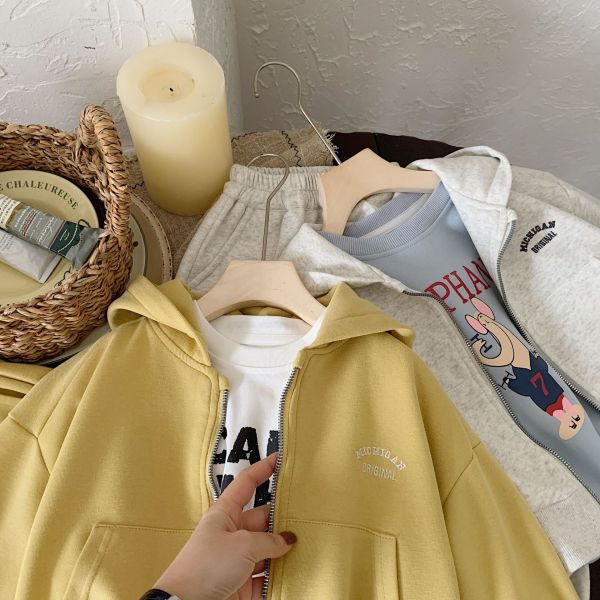 奶油日常連帽外套套裝 