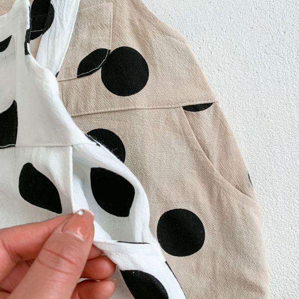 大波點寶貝袋吊帶爬服｜附帽 