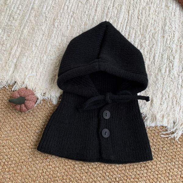 質感排扣加厚毛線包頭帽 