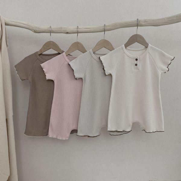 韓系冷色！華夫格素面連身衣 