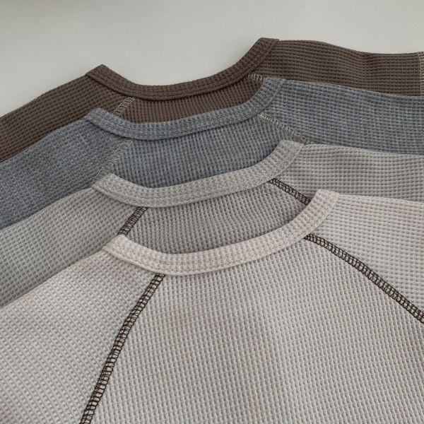 韓系冷色！華夫格素面套裝 