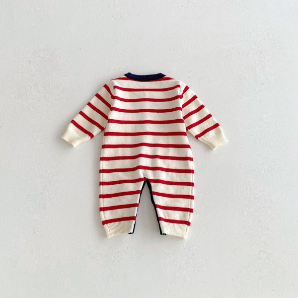 小熊航海條紋針織連身衣 