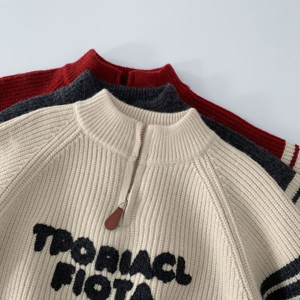 小學院字母半拉鍊針織上衣 