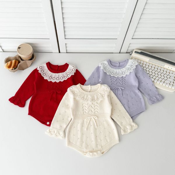 溫柔小公主蕾絲針織包屁 