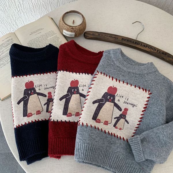 彩繪小企鵝家族針織上衣 