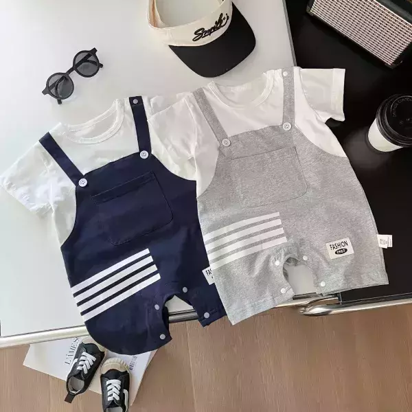 半身側線條吊帶連身衣 