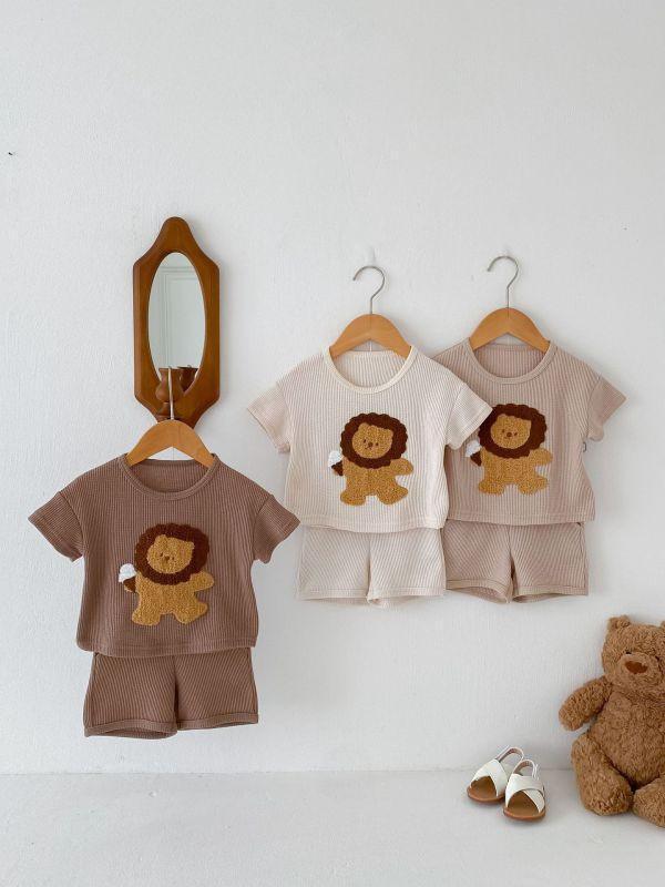 華夫格刺繡獅子套裝 