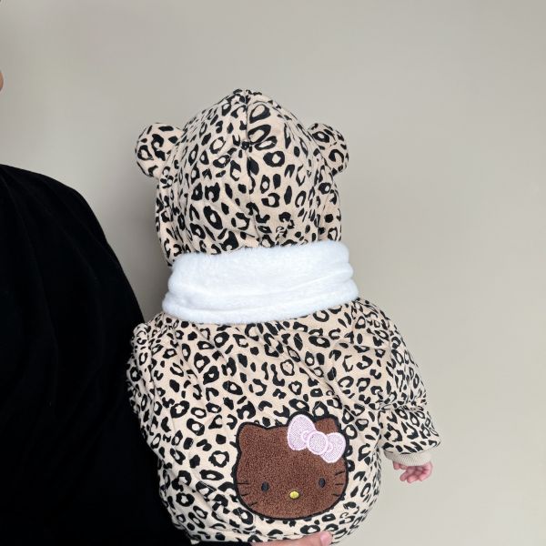 爆可愛貓咪連帽鋪棉連身衣 