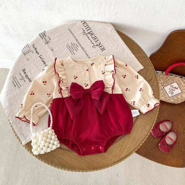 賀年周歲櫻桃飛袖包屁 