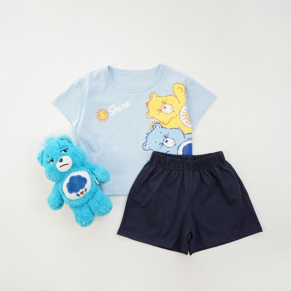 彩虹小熊條紋短袖兄妹裝 