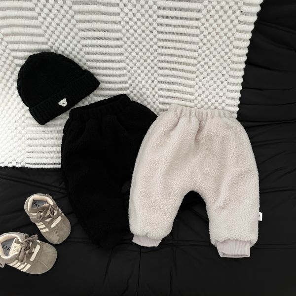 可愛小熊臉羊羔絨褲 