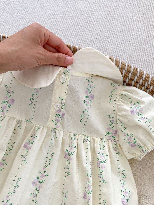 紫色花束刺繡包屁 