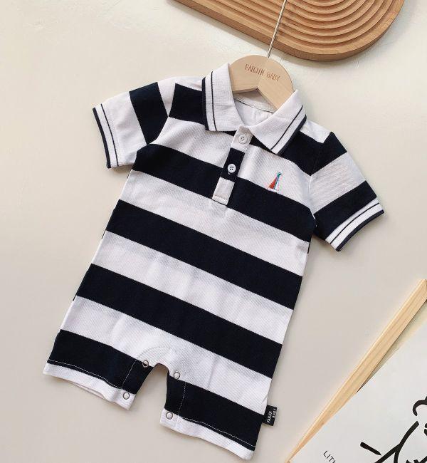 小帆船寬條紋連身衣 