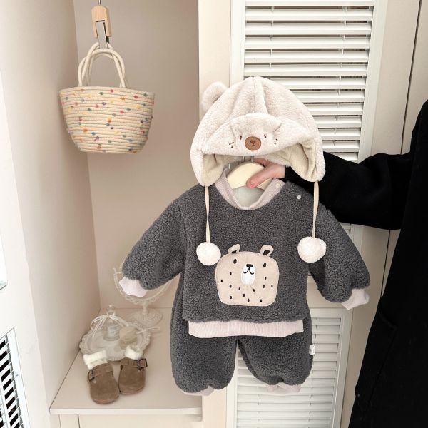 雪冬可愛小熊毛絨絨套裝 