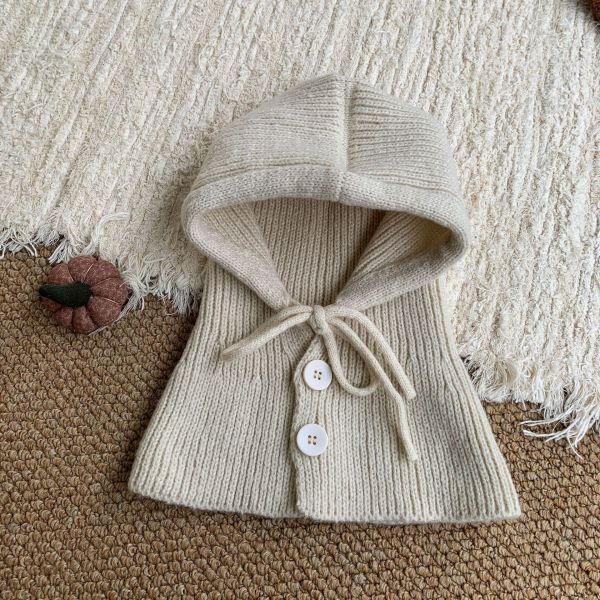 質感排扣加厚毛線包頭帽 