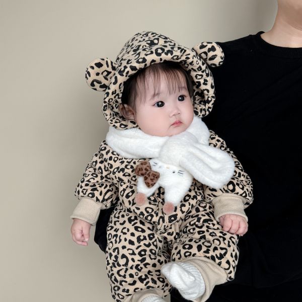 爆可愛貓咪連帽鋪棉連身衣 