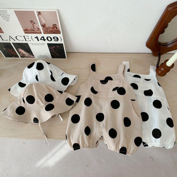 大波點寶貝袋吊帶爬服｜附帽 