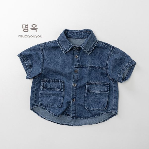 帥哥一枚短袖牛仔襯衫 