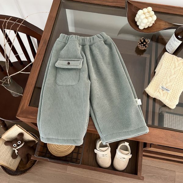 冬日燈芯絨厚實工裝九分褲 