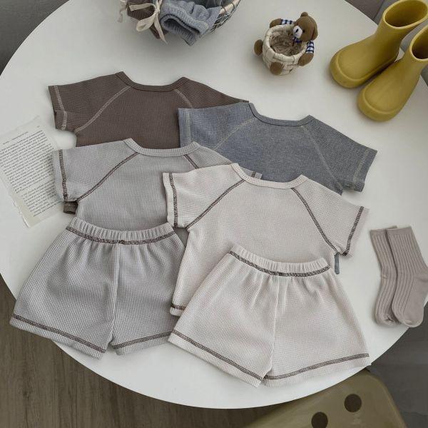 韓系冷色！華夫格素面套裝 