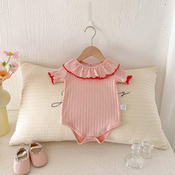 花邊木耳領坑條包屁 