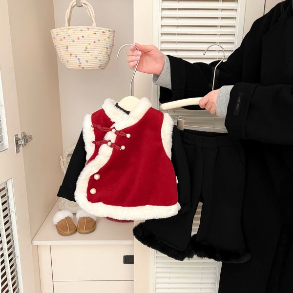 新春好年紅絨背心 