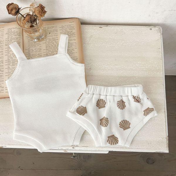 華夫格貝殼吊帶套裝 