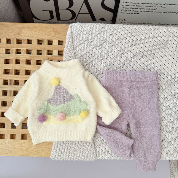 可愛立體球球寶貝針織套裝 