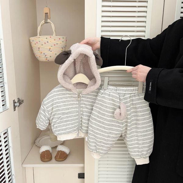 咘咘小熊加絨外套套裝 