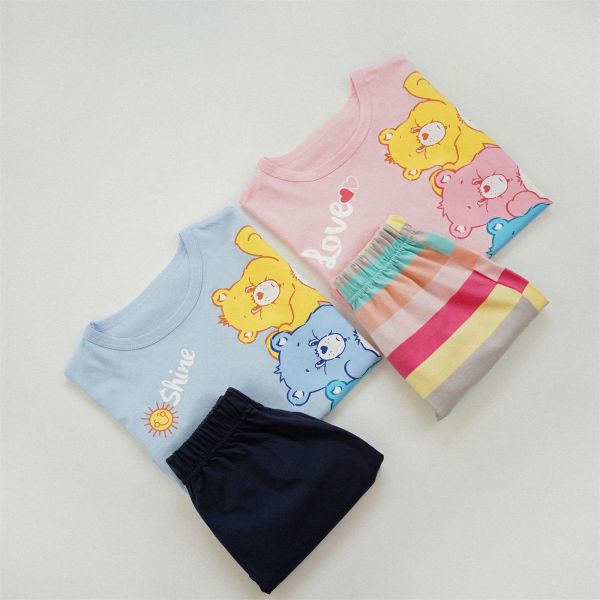 彩虹小熊條紋短袖兄妹裝 