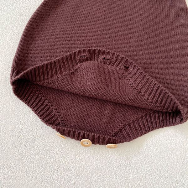 栗可可愛心翻領針織包屁套裝 