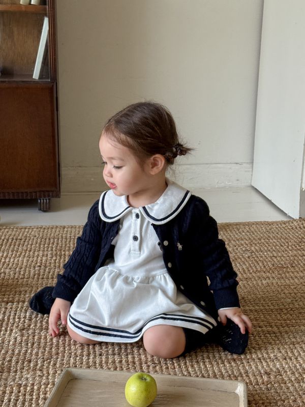 小熊學院風邊線娃娃領包屁裙 