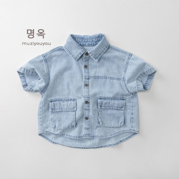 帥哥一枚短袖牛仔襯衫 