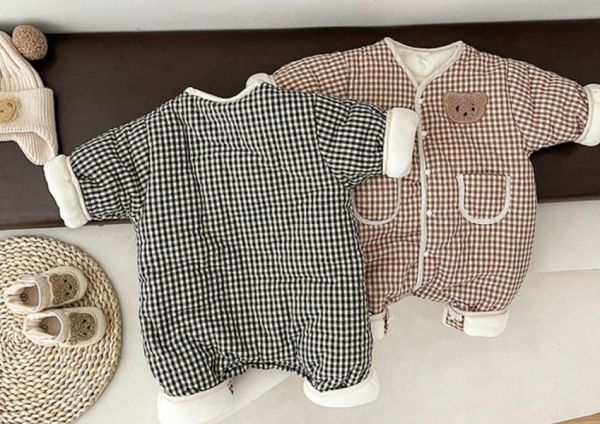 加厚款！呆呆熊黑白格子外出服 
