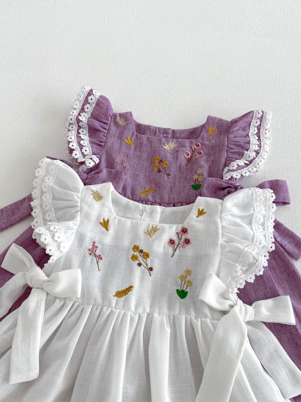 森系花束飛飛袖公主洋裝 